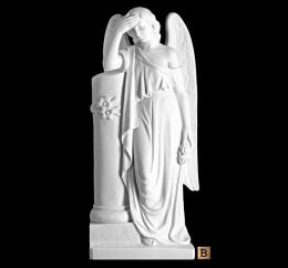 SYNTHETIC MARBLE ANGEL WITH COLUMN LEATHER FINISHED
